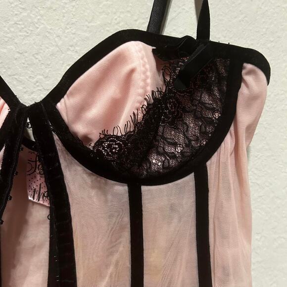 Victoria Secret Pink and black corset top - Picture 3 of 8